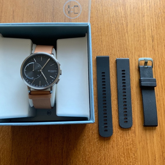 Skagen Black + Tan leather Hybrid Smart Watch 42mm